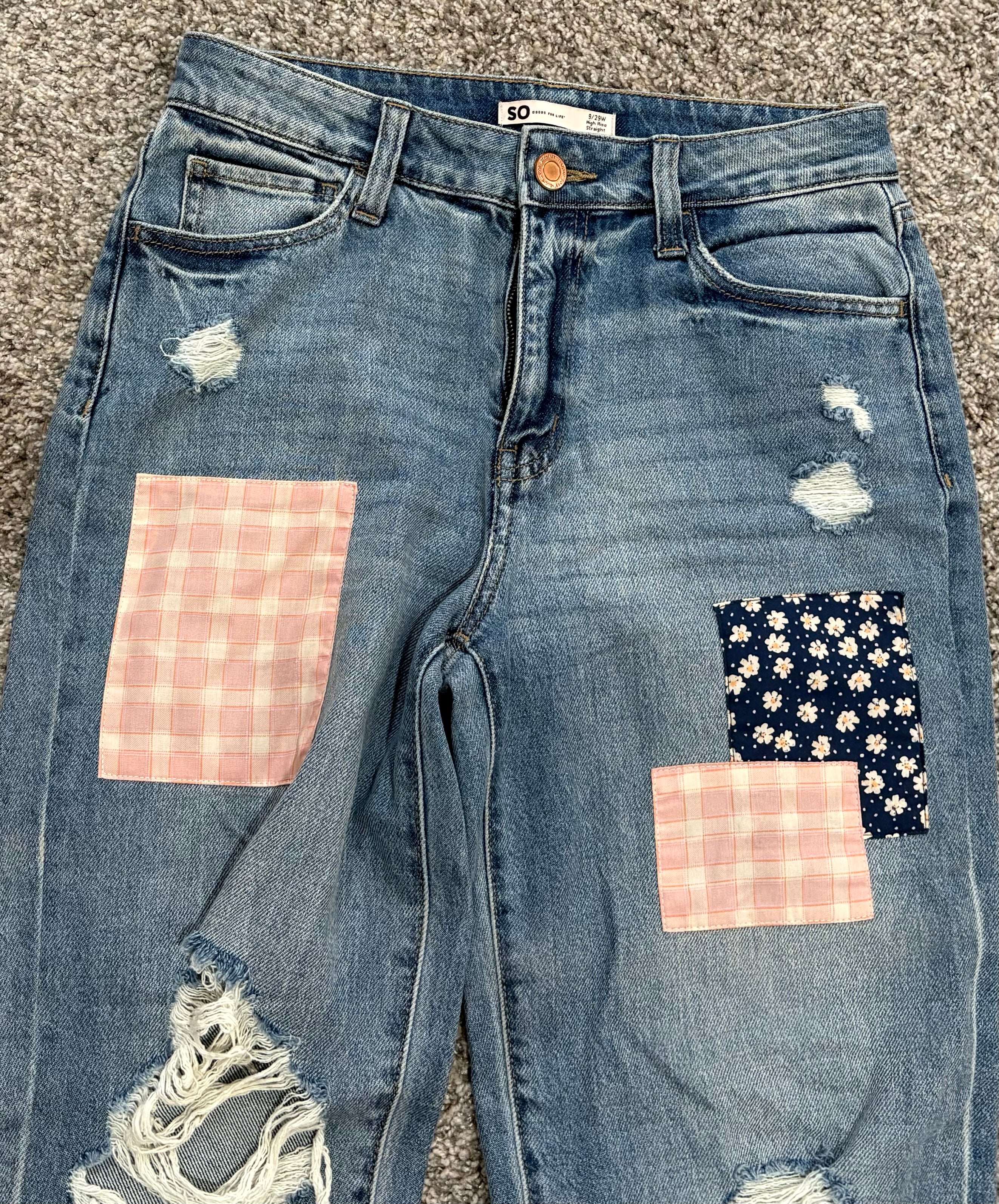 Patchy Wide Leg Crop Jeans