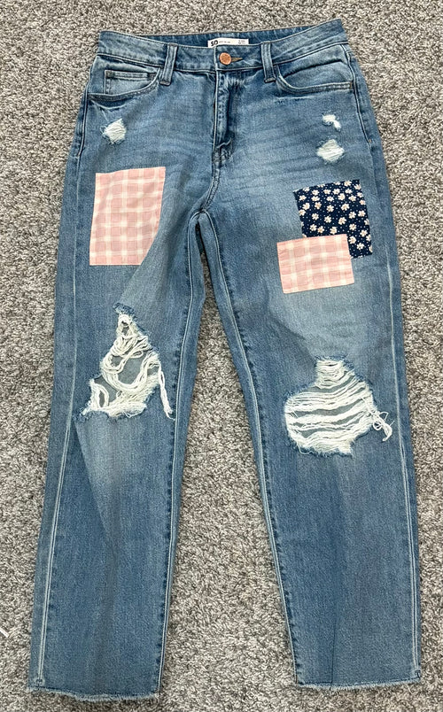 Patchy Wide Leg Crop Jeans