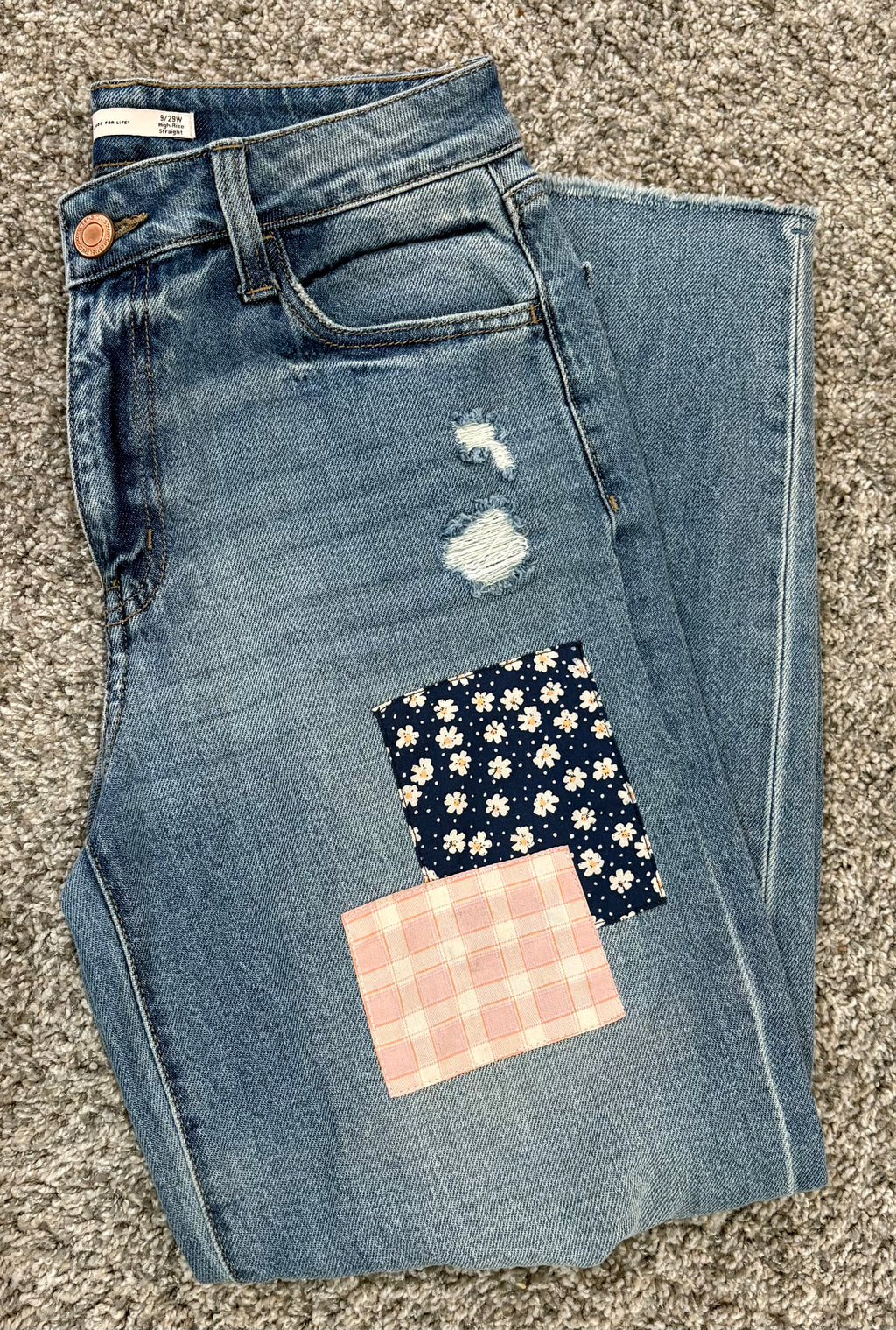 Patchy Wide Leg Crop Jeans